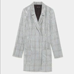 ZARA clear sequins blazer dress